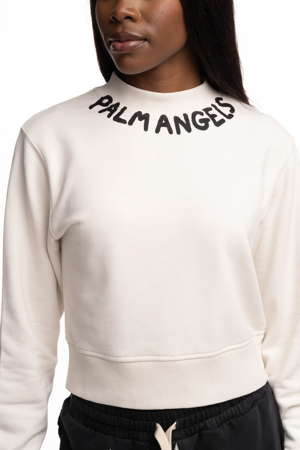 (Core) Palm Angels Ladies Neck Logo Fitted Crew