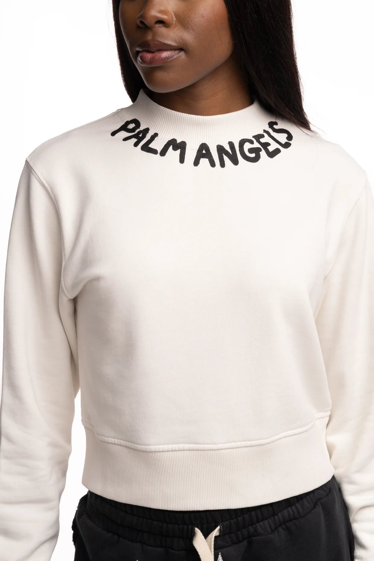 (Core) Palm Angels Ladies Neck Logo Fitted Crew