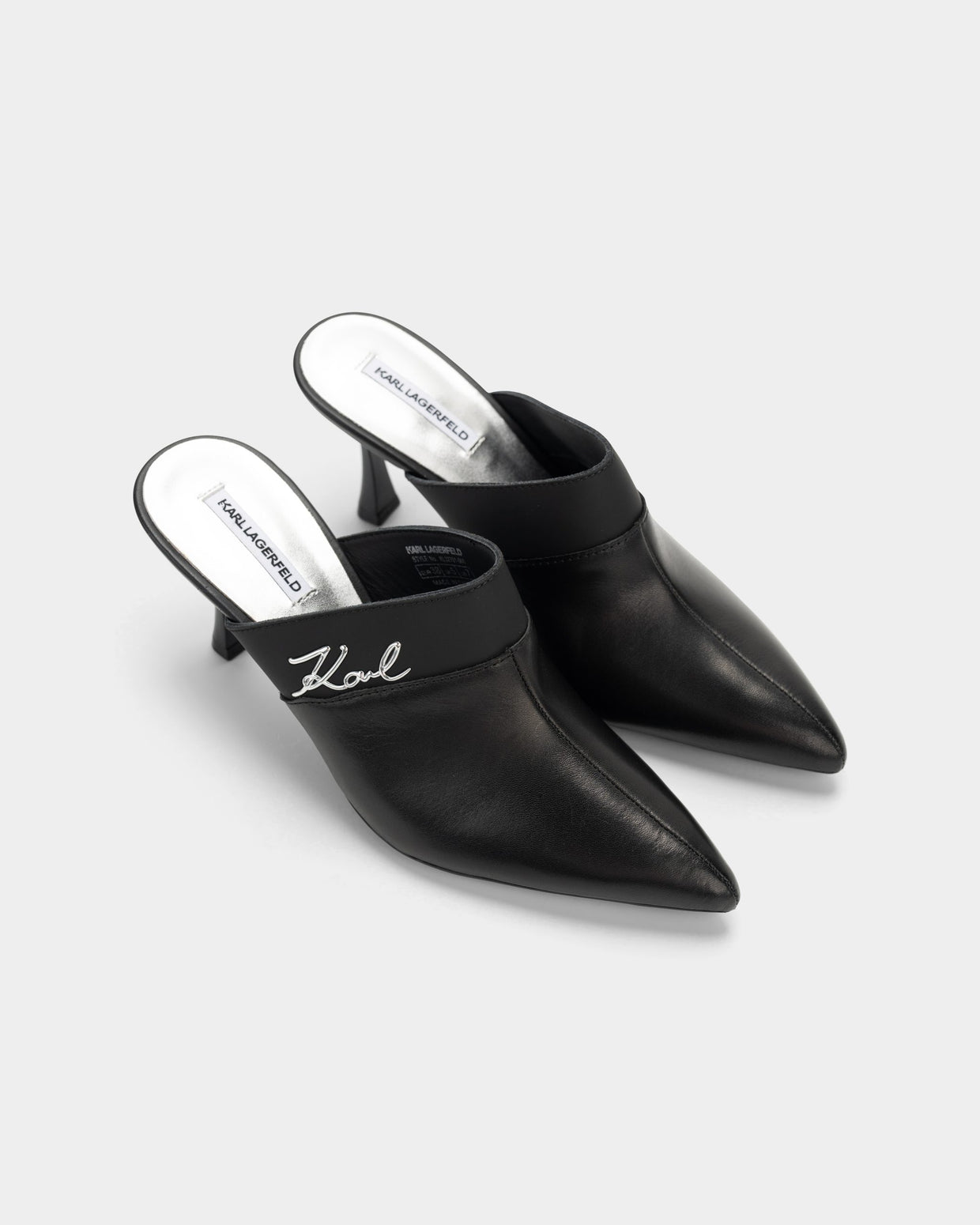 Karl Lagerfeld Ladies Sienna Mule Black Lthr w/Silver