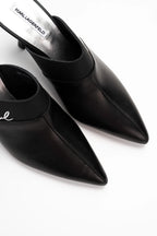 Karl Lagerfeld Ladies Sienna Mule Black Lthr w/Silver
