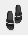 Karl Lagerfeld Men's Kondo II Long Logo Slide Black Rubber