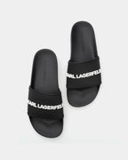 Karl Lagerfeld Men's Kondo II Long Logo Slide Black Rubber