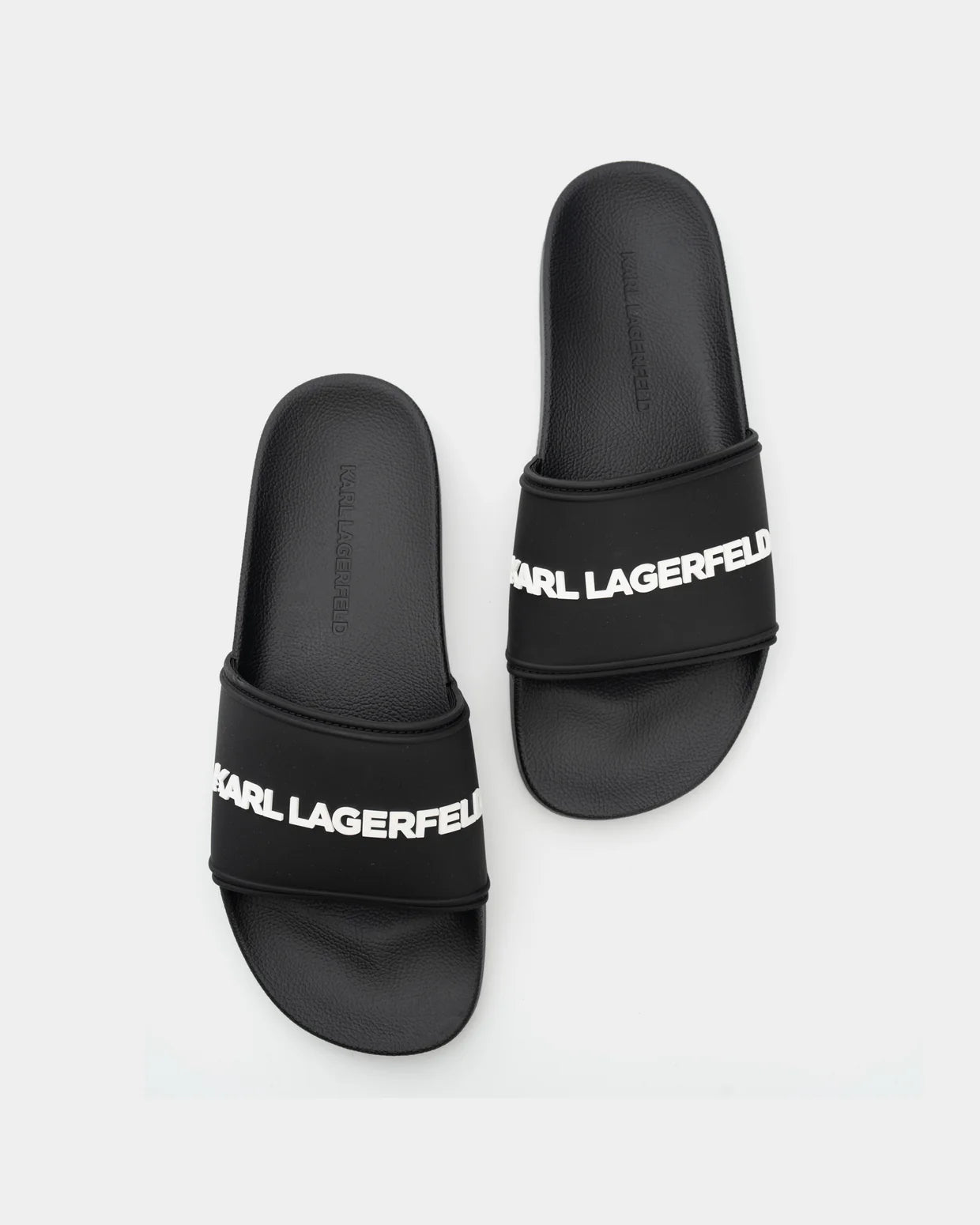 Karl Lagerfeld Men's Kondo II Long Logo Slide Black Rubber