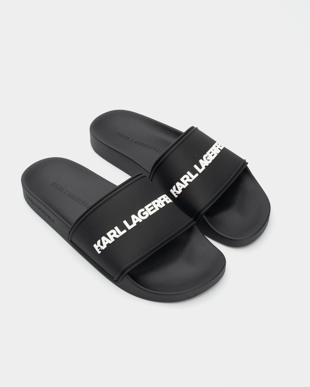 Karl Lagerfeld Men's Kondo II Long Logo Slide Black Rubber