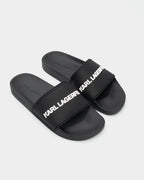 Karl Lagerfeld Men's Kondo II Long Logo Slide Black Rubber