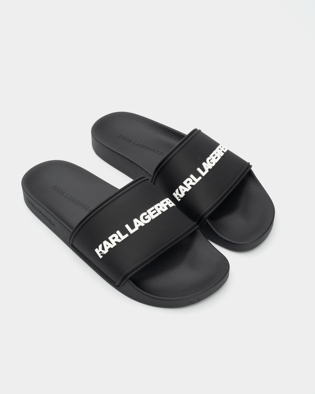 Karl Lagerfeld Men's Kondo II Long Logo Slide Black Rubber