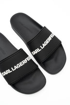 Karl Lagerfeld Men's Kondo II Long Logo Slide Black Rubber