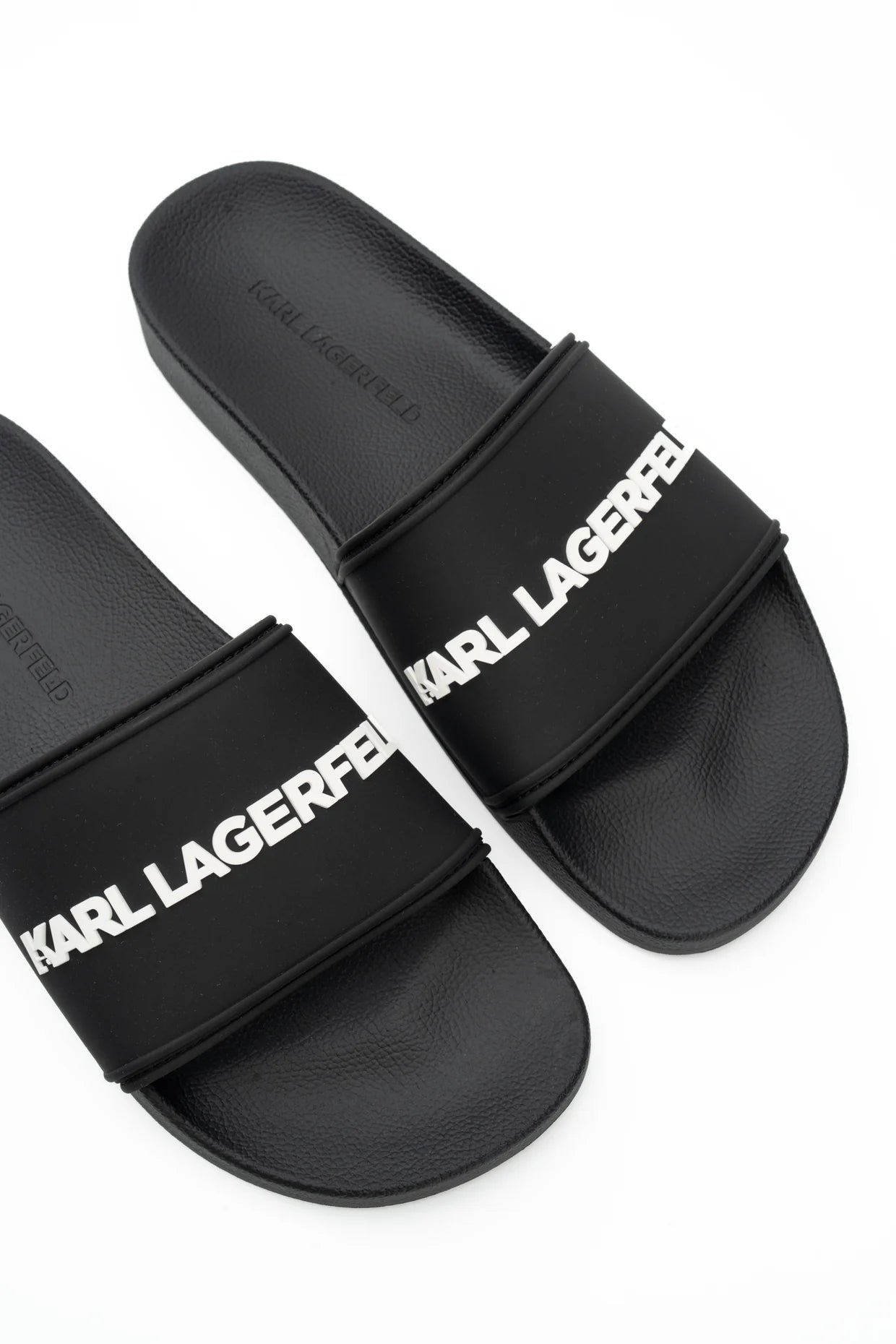 Karl Lagerfeld Men's Kondo II Long Logo Slide Black Rubber