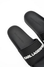 Karl Lagerfeld Men's Kondo II Long Logo Slide Black Rubber