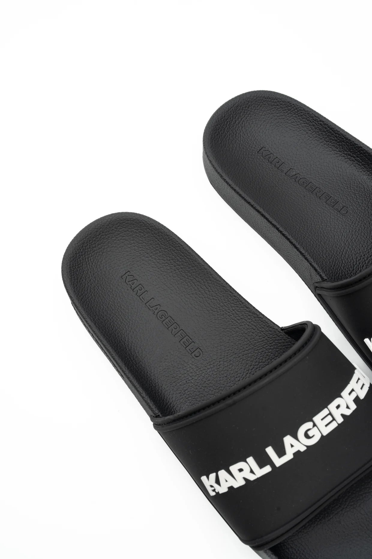 Karl Lagerfeld Men's Kondo II Long Logo Slide Black Rubber